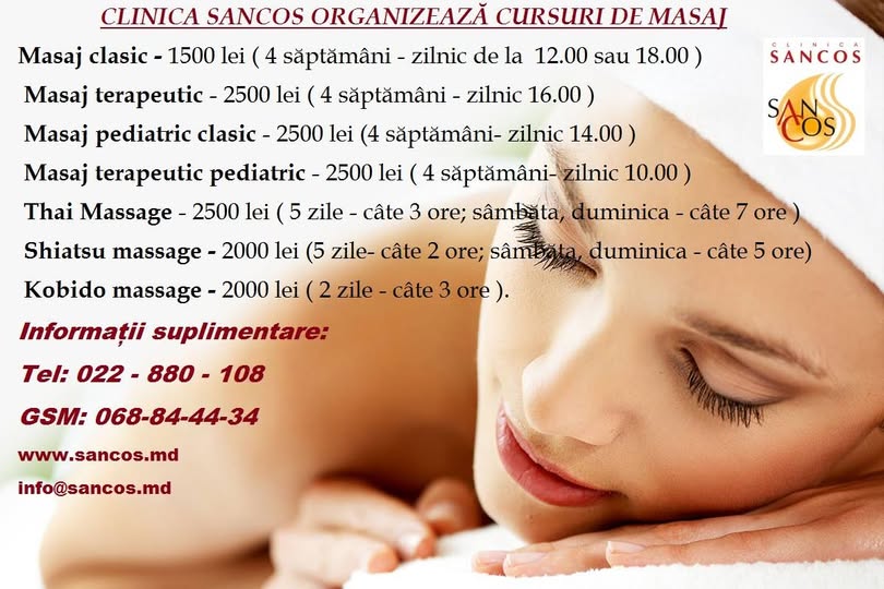 Devino masor profesionist la Clinica ”SANCOS”!